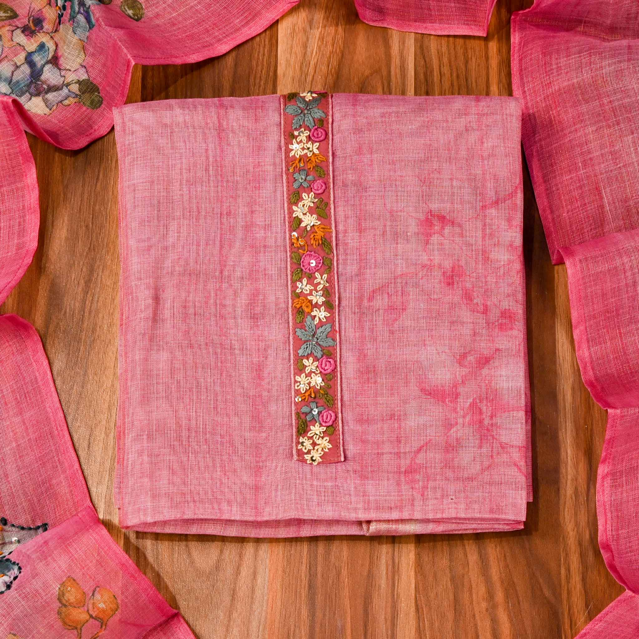 Linen Pink Unstitched Suit