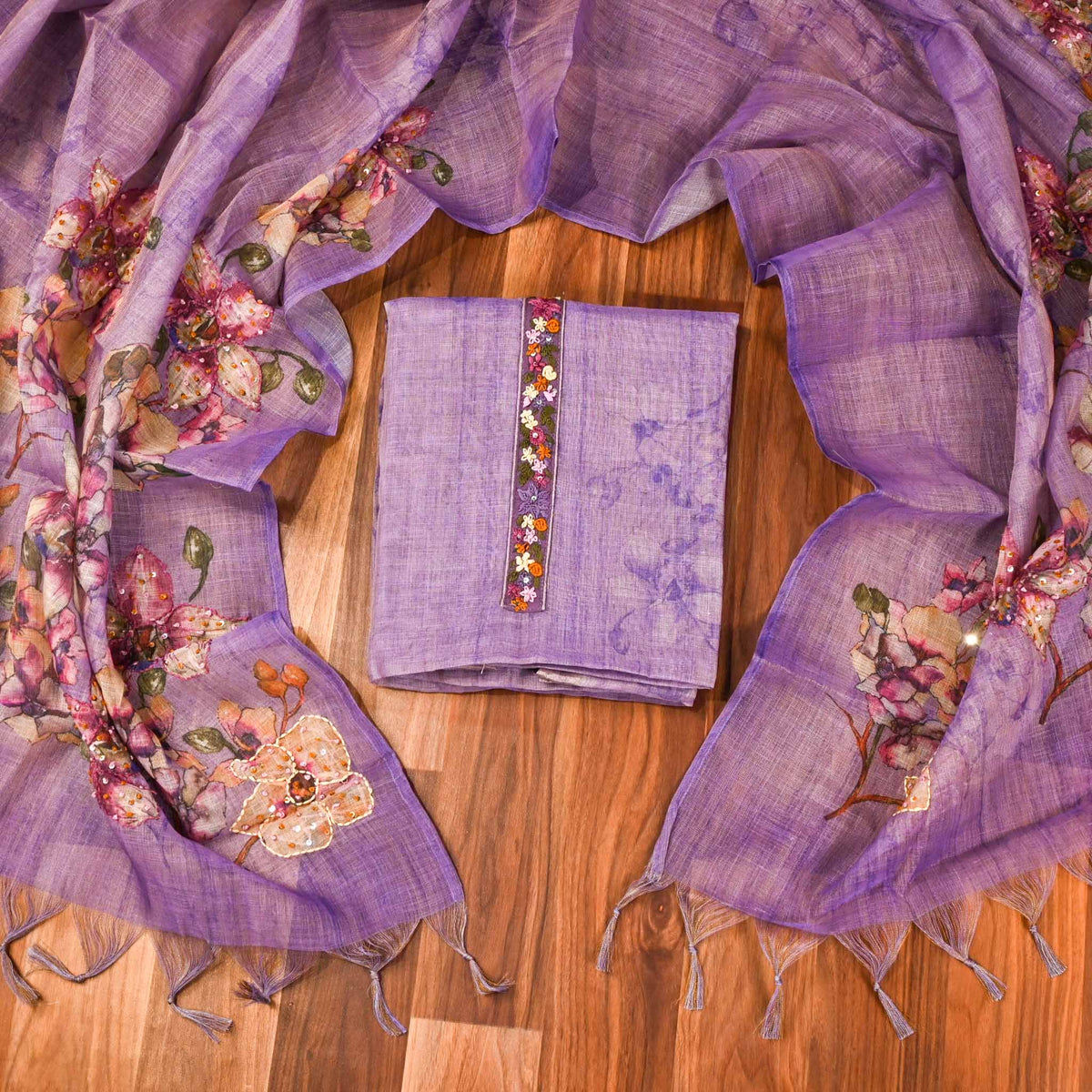 Linen Lavender Unstitched Suit
