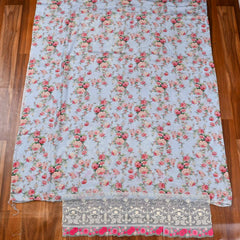 Muslin Sky Blue Unstitched Suit