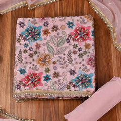 Crepe Pink Unstitched Suit