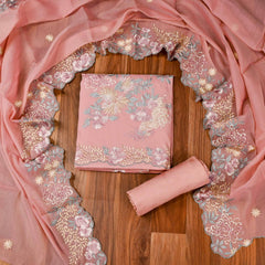 Mul Cotton Pink Unstitched Suit