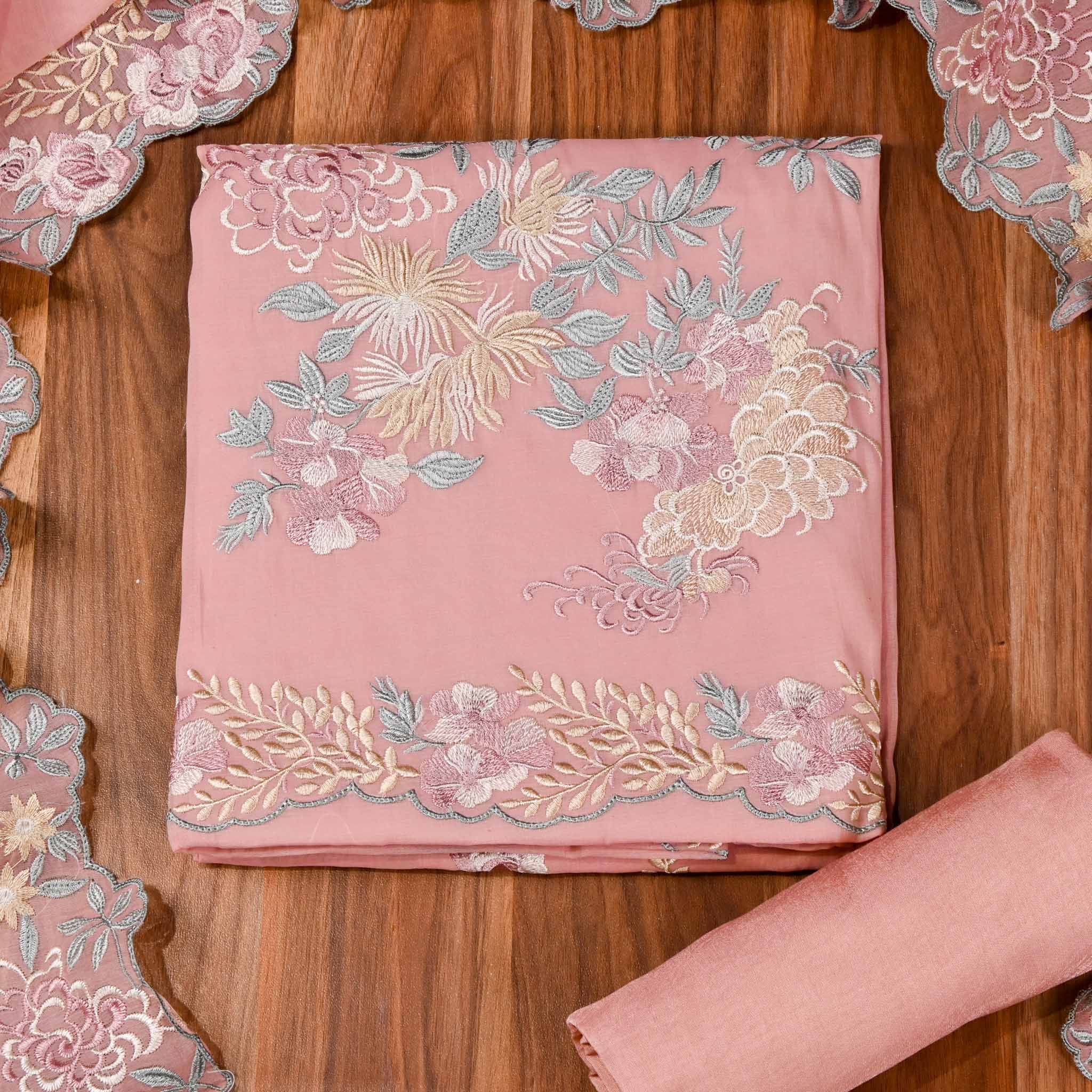 Mul Cotton Pink Unstitched Suit
