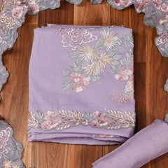 Mul Cotton Purple Unstitched Suit