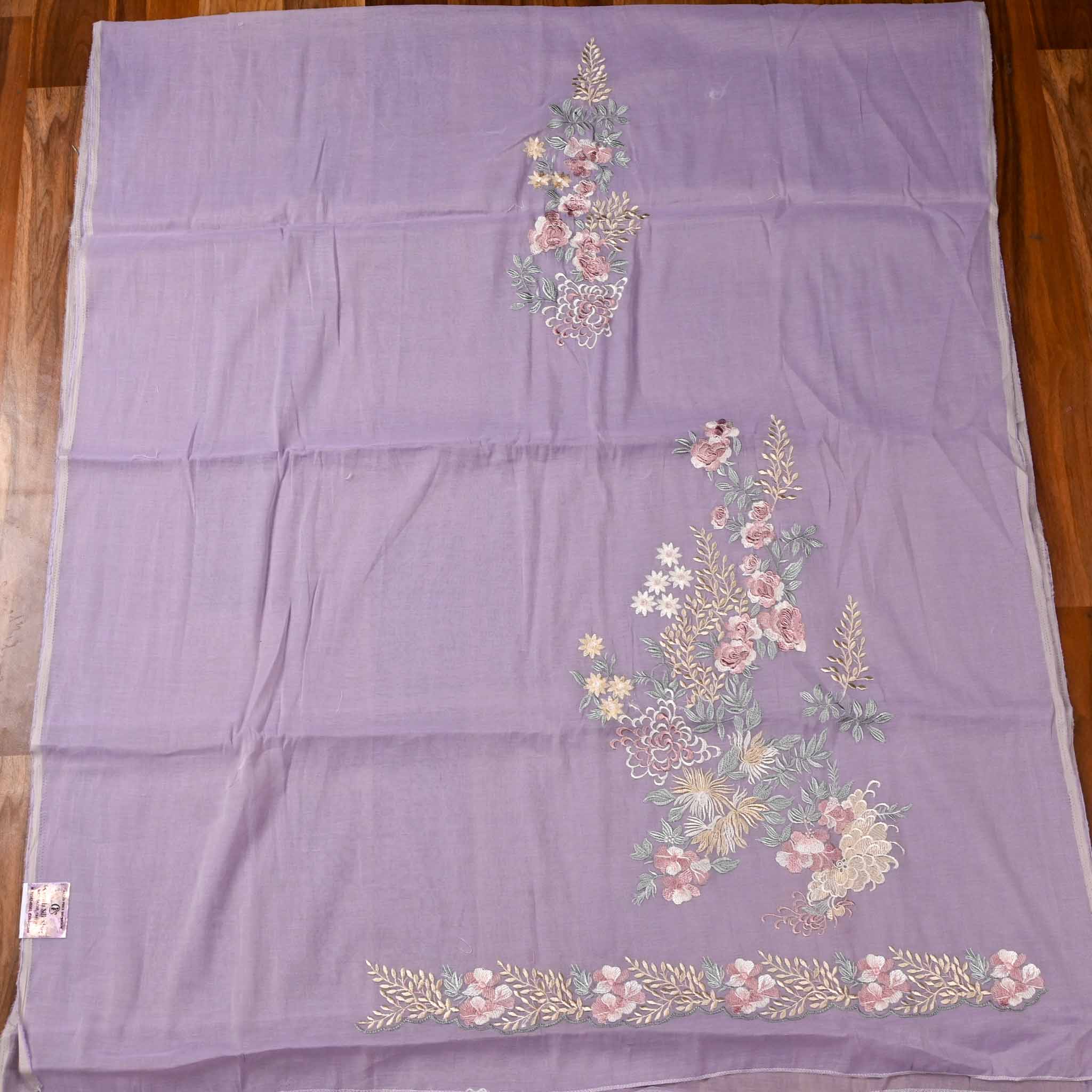 Mul Cotton Purple Unstitched Suit