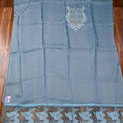 Organza Sky blue Unstitched Suit