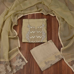 Organza Light Green Unstitched Suit