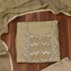 Organza Light Green Unstitched Suit