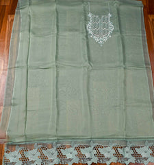 Organza Sea Green Unstitched Suit