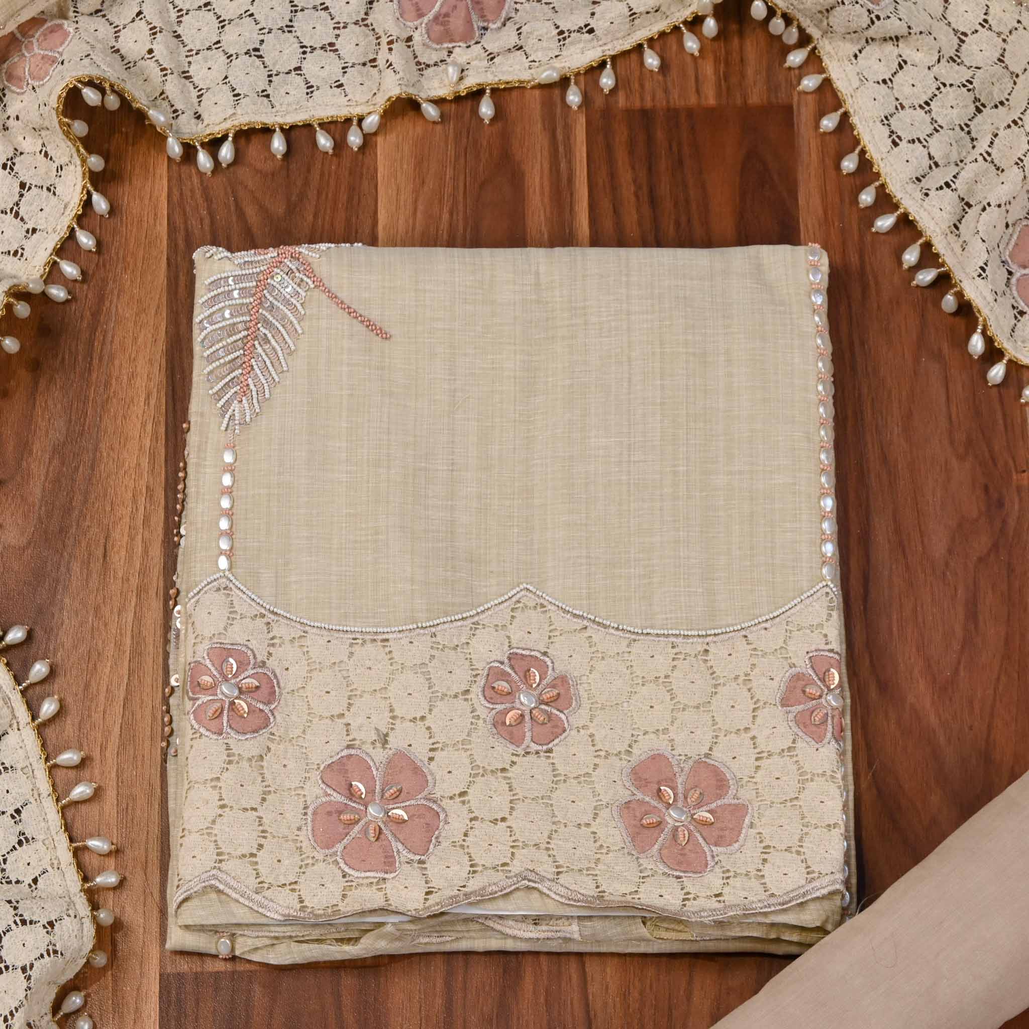 Linen Beige Unstitched Suit