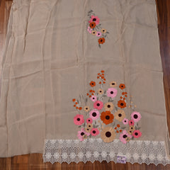 Organza Beige Unstitched Suit