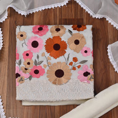 Organza White Unstitched Suit