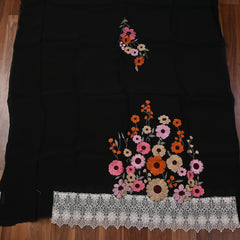 Organza Black Unstitched Suit