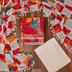 Cotton Red Unstitched Suit