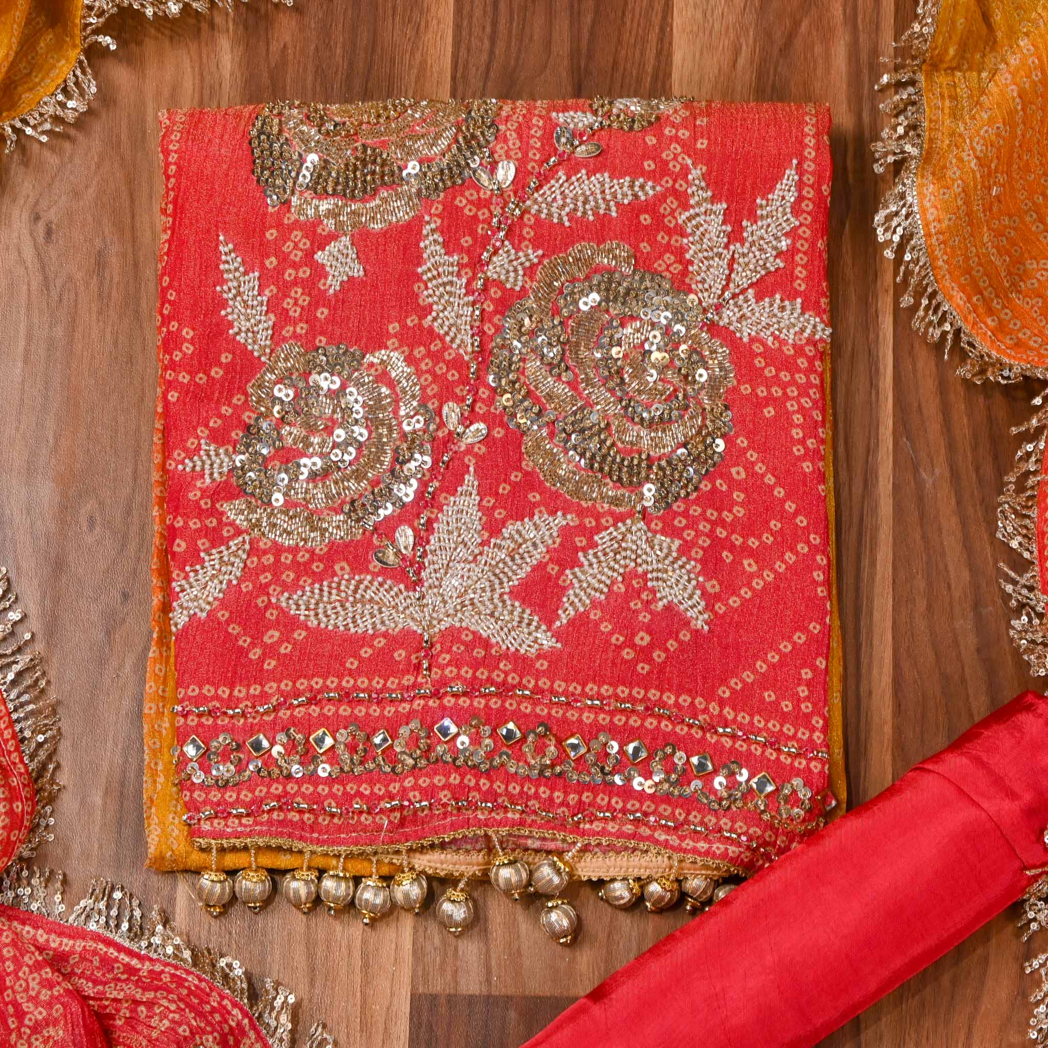 Crush Shimmer Orange Unstitched Suit