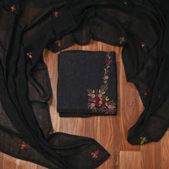 Organza Black Unstitched Suit