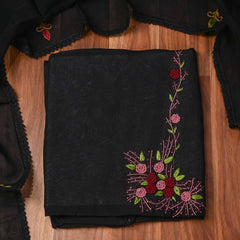 Organza Black Unstitched Suit