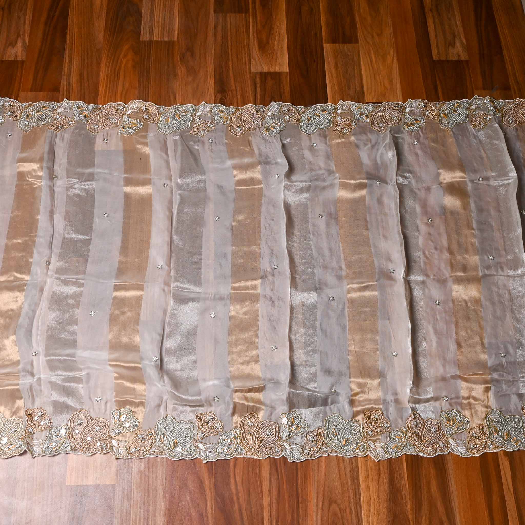 Tissue Shimmer Golden Unstitched Suit