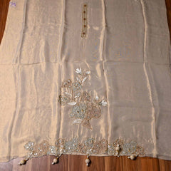 Tissue Shimmer Golden Unstitched Suit