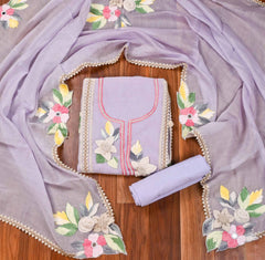 Mul Cotton Lavender Unstitched Suit