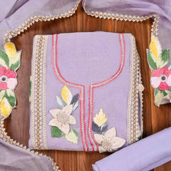 Mul Cotton Lavender Unstitched Suit
