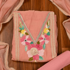 Mul Cotton Pink Unstitched Suit