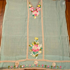 Mul Cotton Pista Green Unstitched Suit