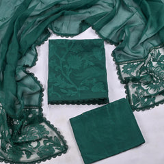 Organza Green Unstitched Suit