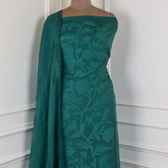 Organza Green Unstitched Suit