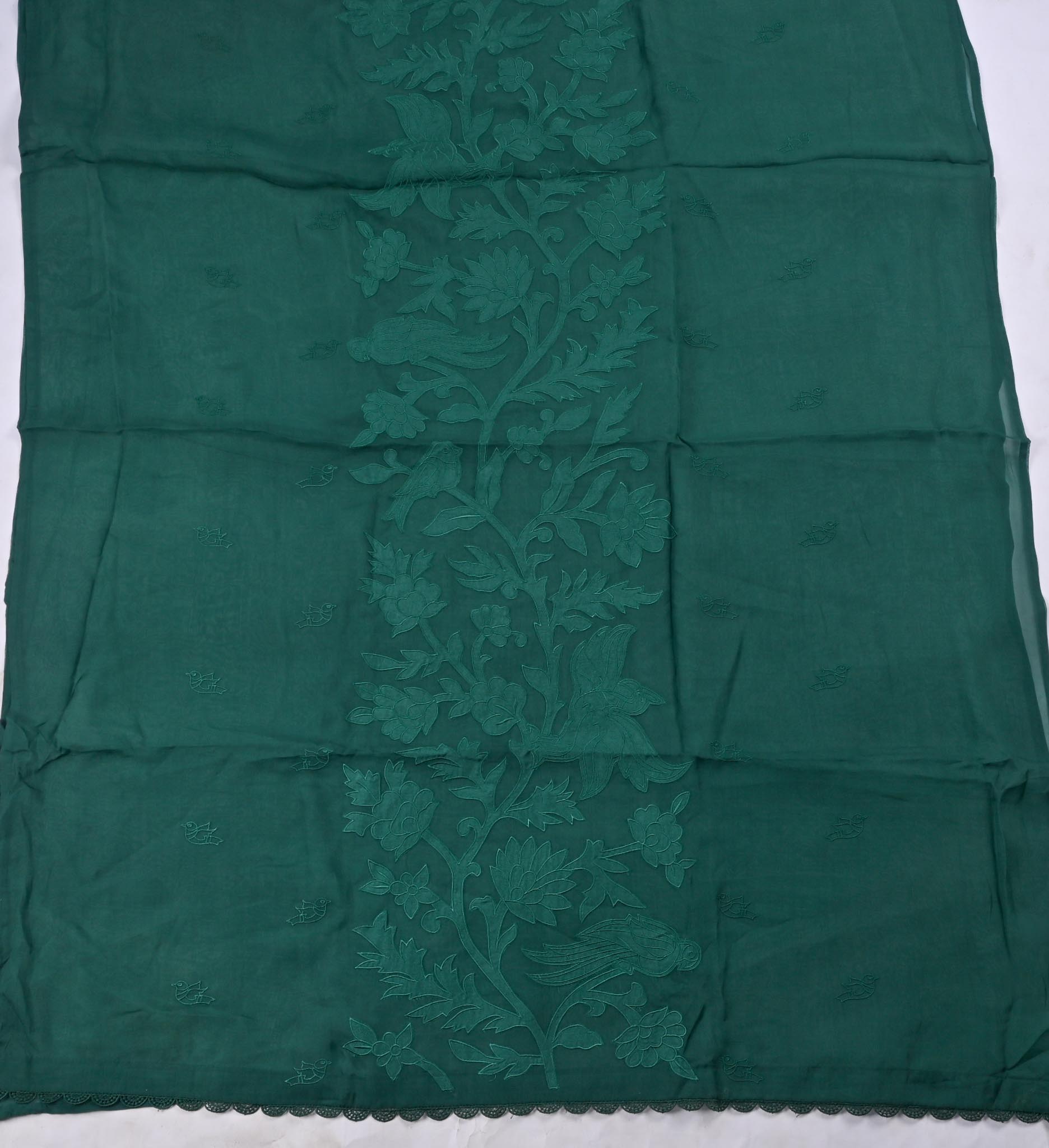 Organza Green Unstitched Suit