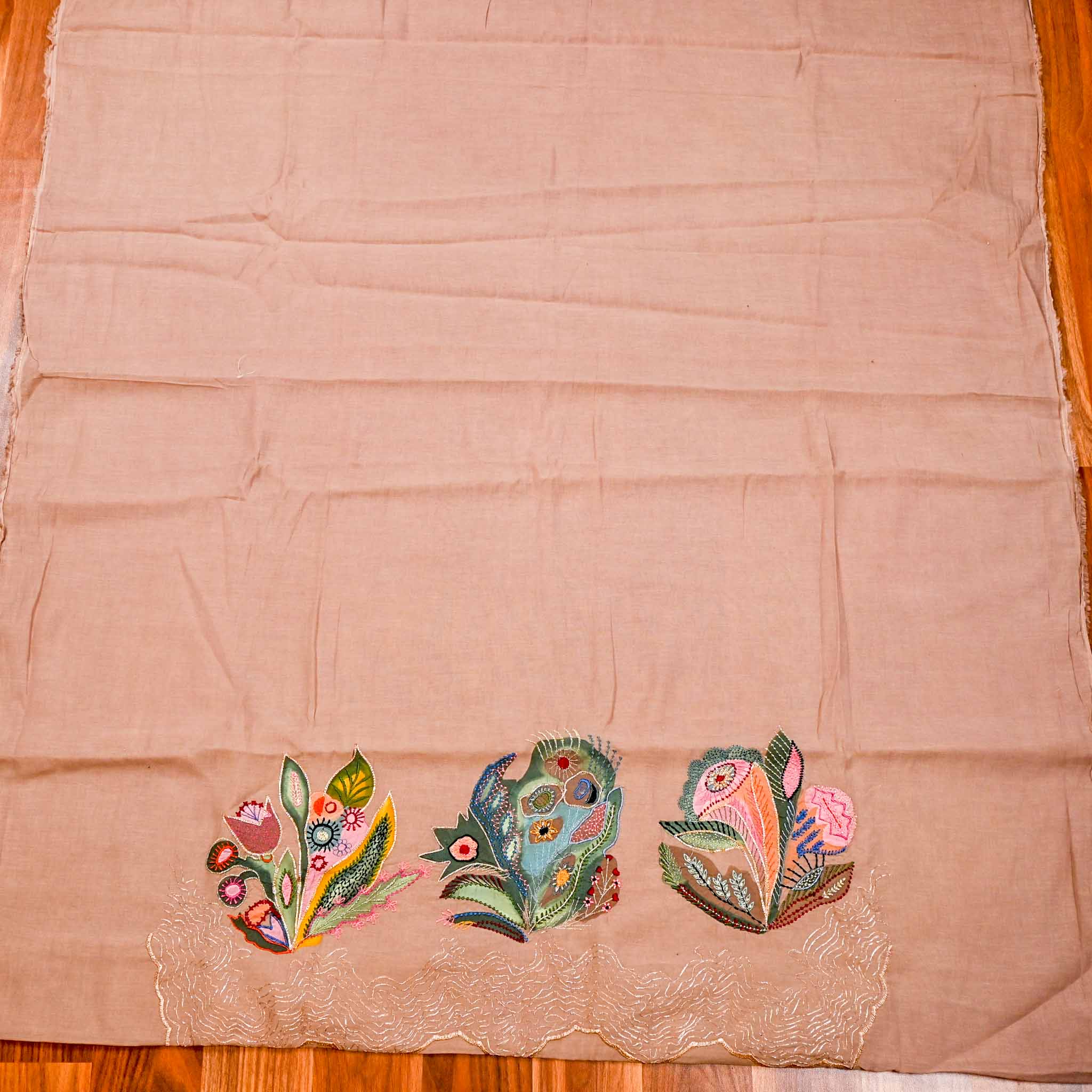 Mul Cotton Peach Unstitched Suit