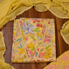 Cotton Yellow Unstitched Suit