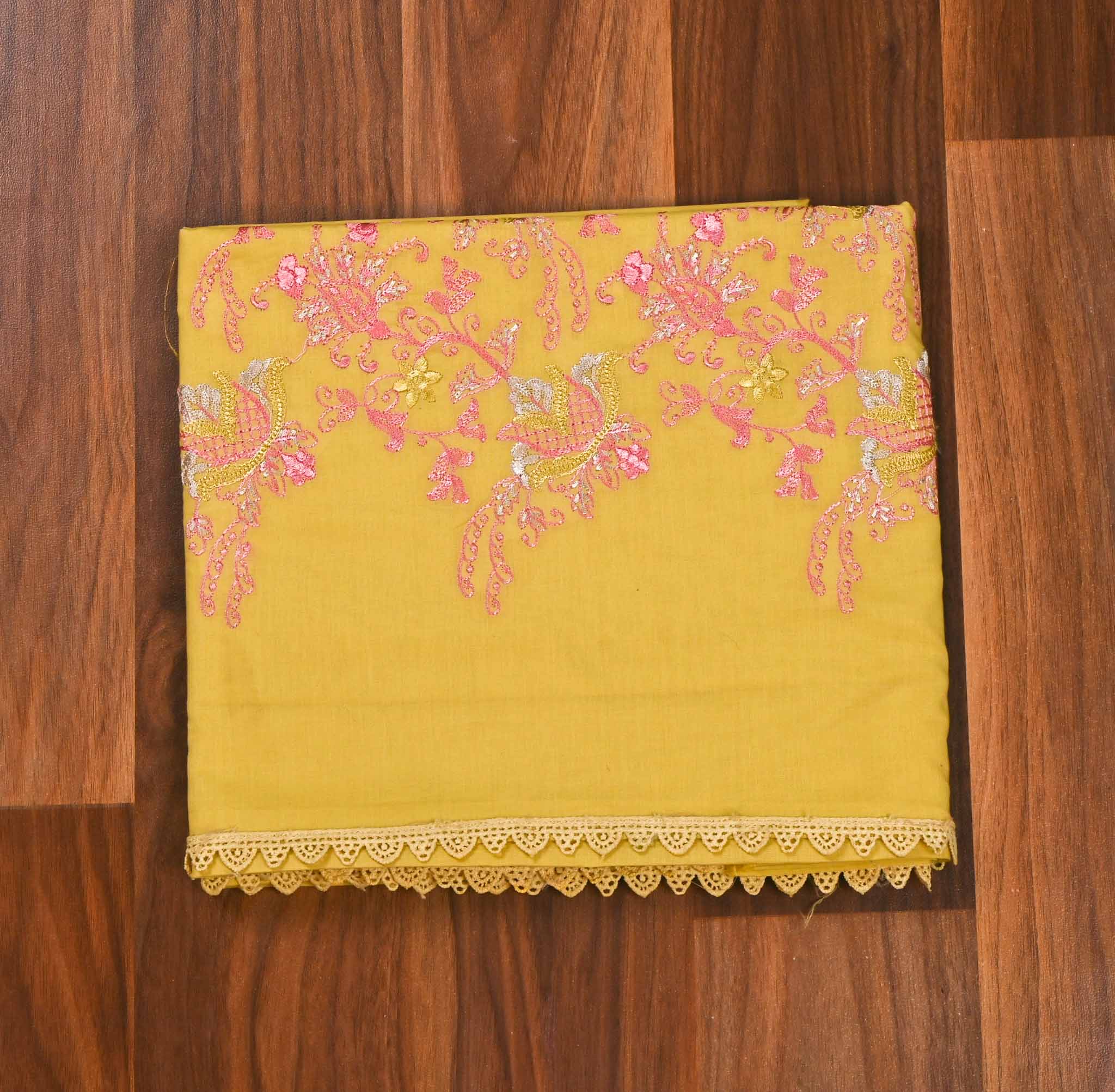 Cotton Yellow Unstitched Suit