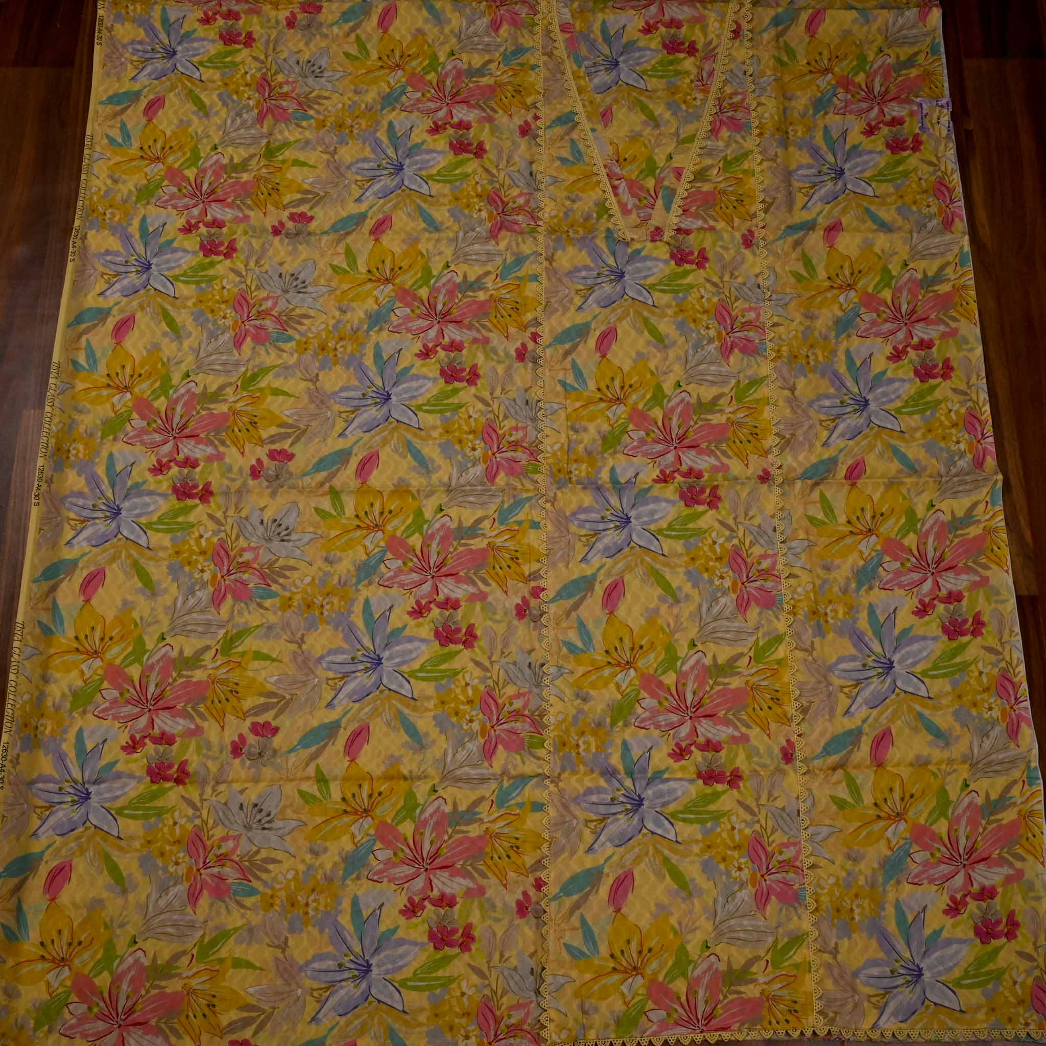 Cotton Yellow Unstitched Suit