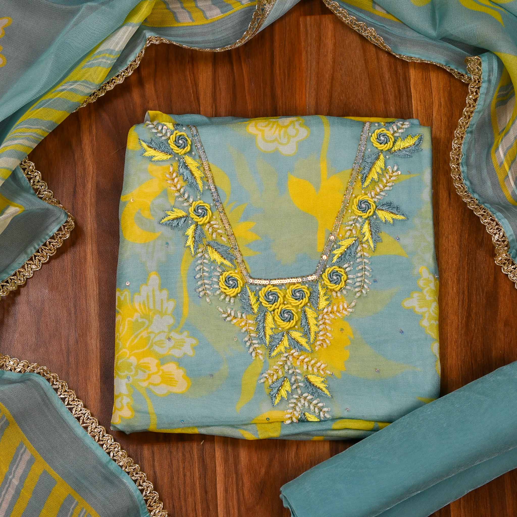 Burberry Sky Blue Unstitched Suit