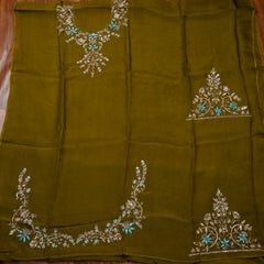 Organza Green Unstitched Suit