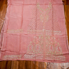 Organza Pink Unstitched Suit