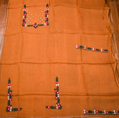 Organza Orange Rust Unstitched Suit