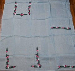 Organza Sky Blue Unstitched Suit