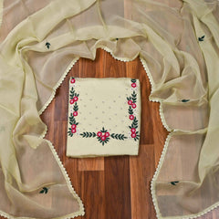 Organza Sea Green Unstitched Suit