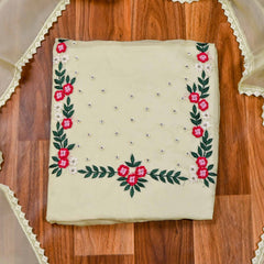 Organza Sea Green Unstitched Suit