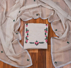 Organza Grey Unstitched Suit