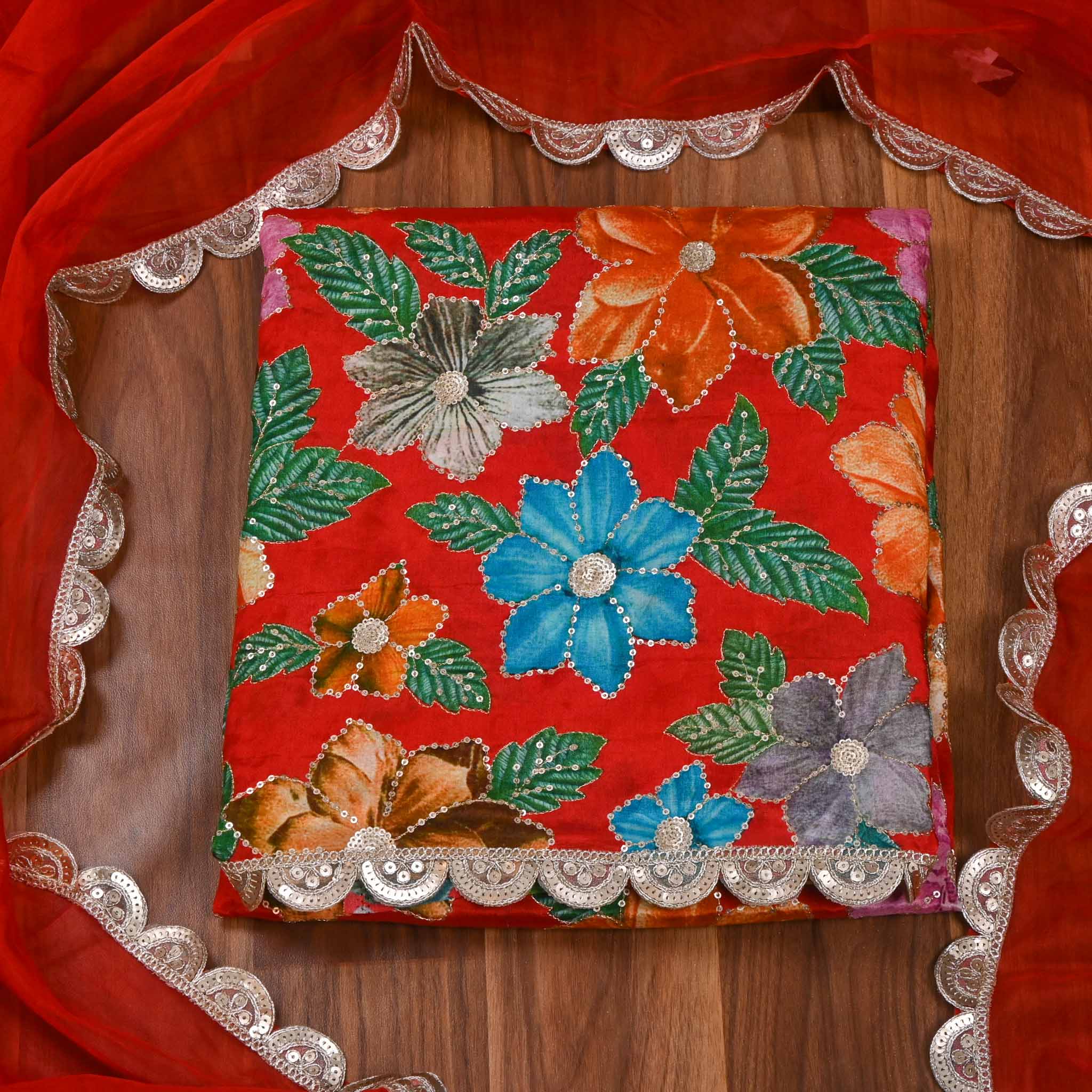 Crepe Red Unstitched Suit