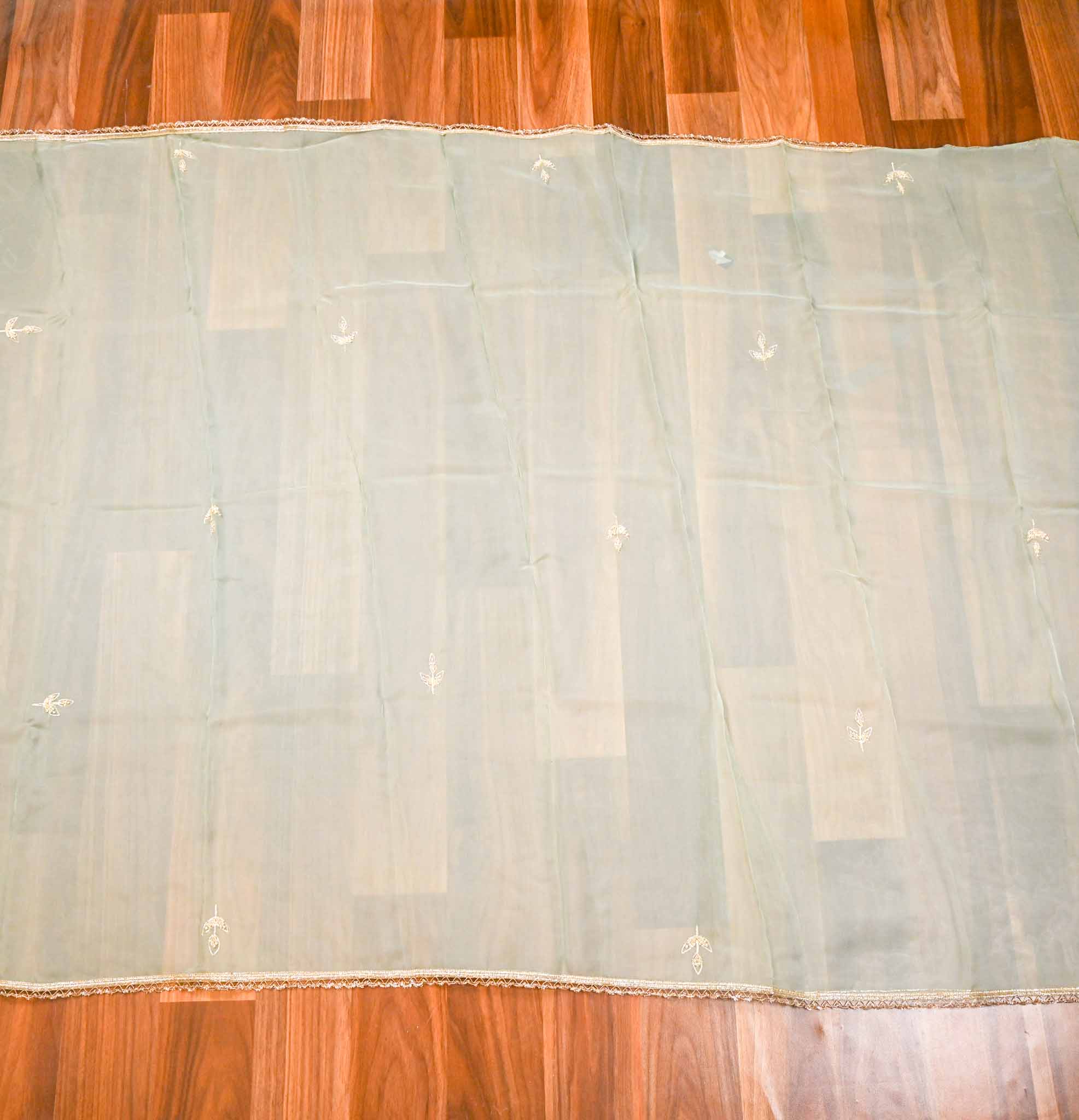 Organza Sea Green Unstitched Suit