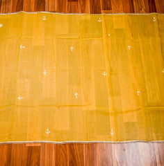 Organza Yellow Unstitched Suit