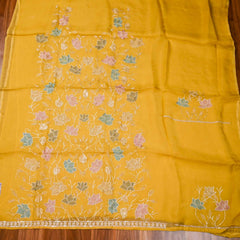 Organza Yellow Unstitched Suit