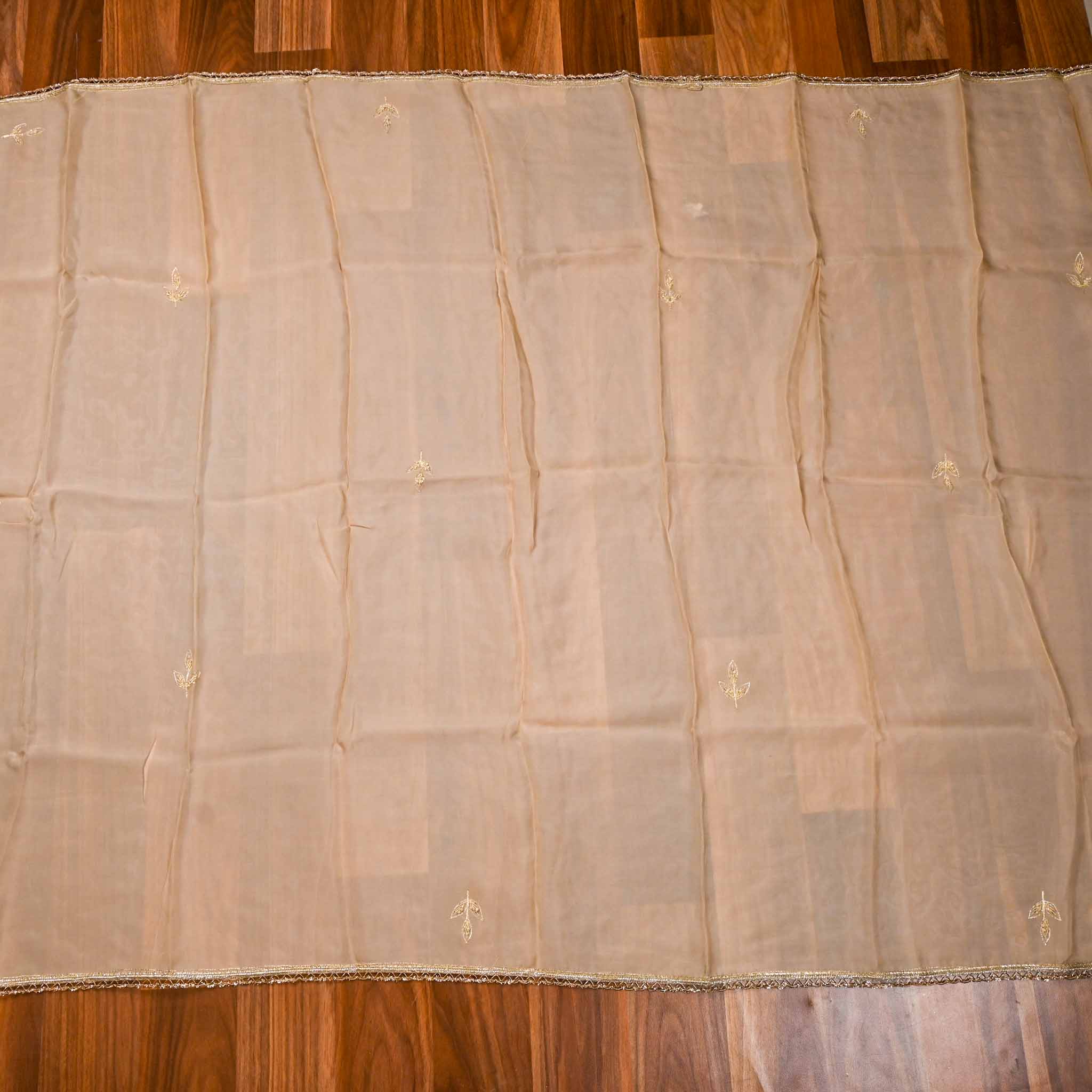 Organza Beige Unstitched Suit