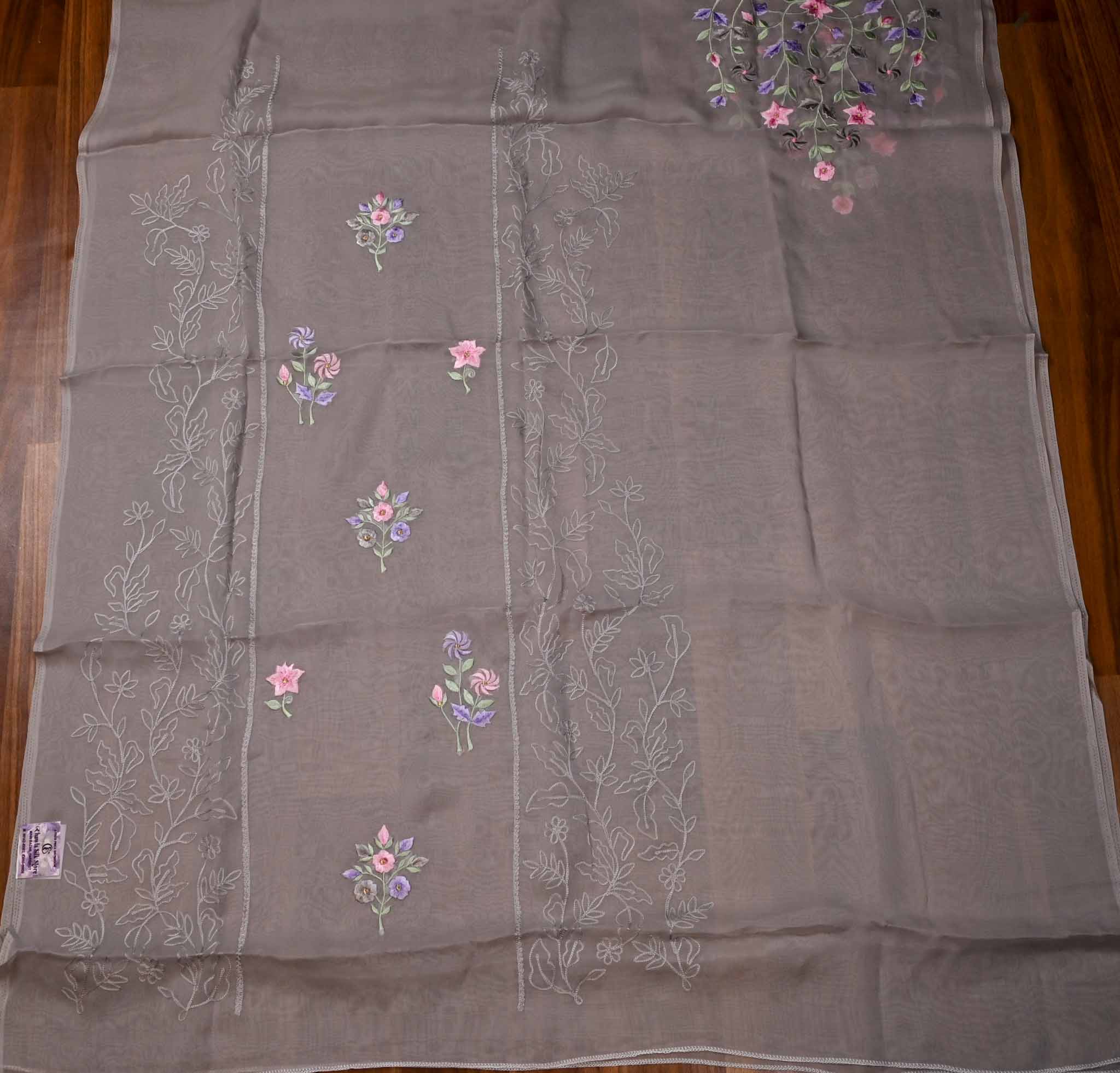 Organza Grey Unstitched Suit