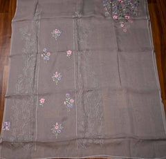 Organza Grey Unstitched Suit