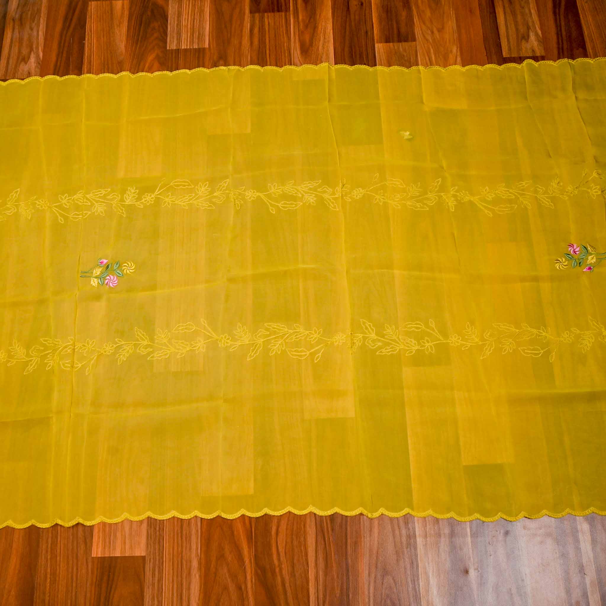 Organza Yellow Unstitched Suit