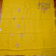 Organza Yellow Unstitched Suit